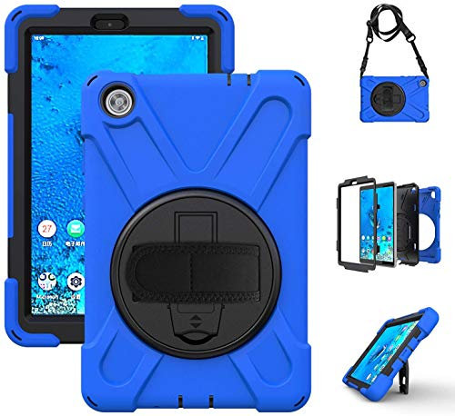 TSQQST Coque pour Lenovo Tab M8 / Smart Tab M8 2019 | Coque de protection robuste avec béquille et bandoulière pour tablette Lenovo Tab M8 HD TB-8505F TB-8505X TB-8505FS | Bleu