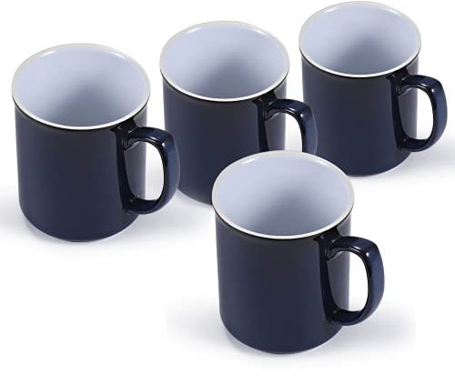 Mug Set of 4 Chelsea Tea Cups, Tea Mugs, Coffee Mugs, Coffee Mugs, Coffee Cup Set, 300 ml (Navy Blue) with Handle Mug, Mulled Wine Cup, Tea Set, Coffeeware