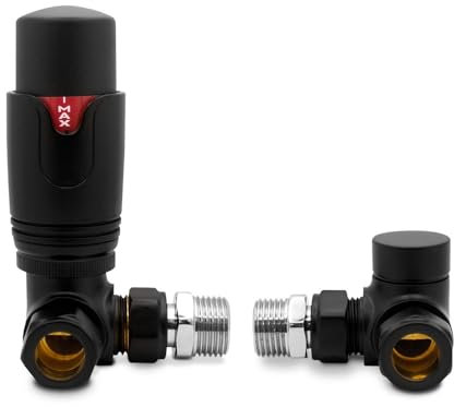 Black Corner TRV Thermostatic Radiator Towel Rail Valves
