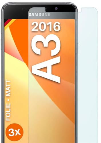 moex FlexProtect matte Schutzfolie für Samsung Galaxy A3 (2016) Displayschutz Folie matt gegen Reflexionen, Anti Reflex Handyfolie mit Sonnenschutz, Kompatibel mit jeder Handyhülle, 3 Stück