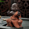 Cutfouwe Keramik Skulptur Deko Wohnzimmer Modern Statue Deko Schwarz Mönch Figur Kung Fu Buddha Statue Tee Pet Tee Tray Zubehör,1