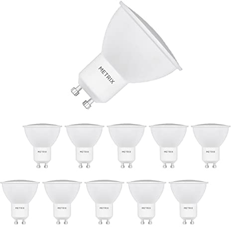 Metrix GU10 LED 400 Lumen Warmweiß Energiesparlampe, 5W LED Leuchtmittel, 3000 Kelvin ersetzt 50W Halogenlampen, 120 Grad Abstrahlwinkel Glühbirnen, 10 Stück