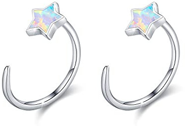 Stern Creolen Ohrringe 925 Sterling Silber Opal Knorpel Ohrring für Damen Sterne Kreolen Ohrringe für Mädchen,Tochter,Kinder