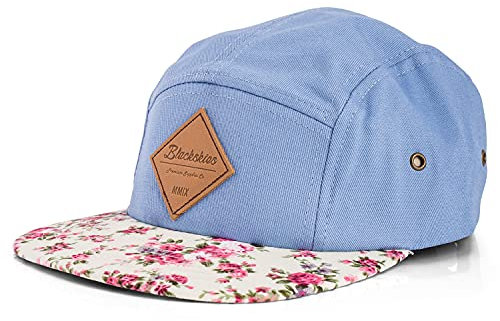 Blackskies® Sakura Vol. II 5-Panel Cap | Camp Damen Herren Baseball Mütze Kappe Surfer Kirschblüten Snapback Strapback Floral Blau