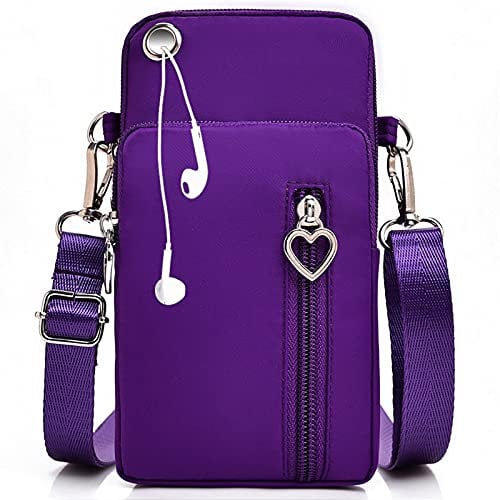 DANXIAN Tasca per cellulare da donna, borsa piccola tracolla donna Borsa a tracolla piccola con ingresso per cuffie, tracolla regolabile e staccabile per telefoni cellulari sotto i 7 pollici (Viola)