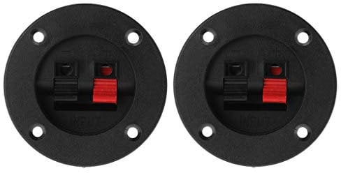 Yushu - 2 PCS Terminal Round Cup Connector Parts, Express Spring Clip Double Binding Post, Screw Wire Gold, Car Subwoofer Speaker Box Black Speaker Stand
