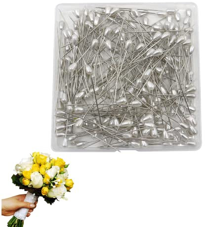 Perlkopf Dekonadeln 200 Stück Stecknadeln Hochzeit Perle Blumen Nadeln Quiltnadel Kopfnadeln 55mm Strauß Nadeln für Hochzeit Strauß Haar,Nähen und Handwerk