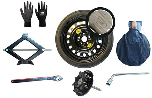 Kit rueda de repuesto de 17 compatible con SUZUKI VITARA, SX4, S-CROSS, SWIFT SPORT, KIZASHA con gata, llave y funda