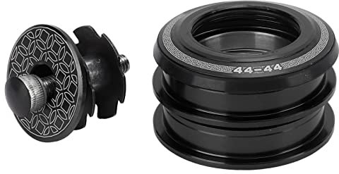 BuyWeek Fahrrad Steuersatz, 44mm Fahrrad Headset Doppelte Lager Fahrrad Steuersatz Mountainbike Vordergabel Stem Headset Zubehör(Schwarz)