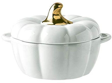 Cacerola De Calabaza Cazuela De Calabaza De Cerámica Olla Con Tapa Olla De Estofado De Esmalte Olla De Calabaza Creativa Olla De Sopa Fácil De Limpiar Regalos Para Padres,Orange-1.6L (Blanco 1.6L)
