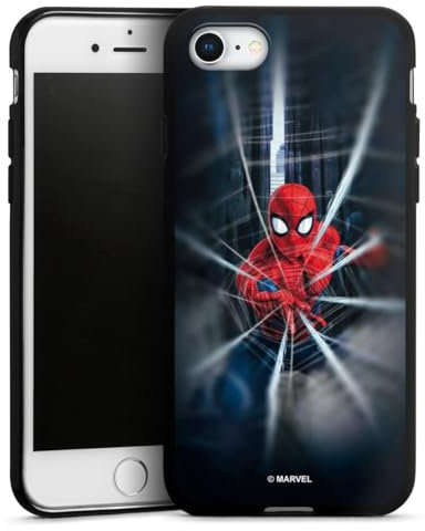 Silikon Hülle kompatibel mit Apple iPhone SE (2020) Case schwarz Handyhülle Marvel Spider-Man Kinofilm