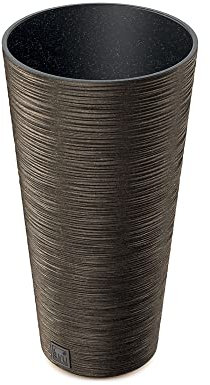 URBNLIVING Large Round Tall Concrete and Wood Look Planter Flower Plant Pot Indoor Outdoor Garden Decor (Coffee)