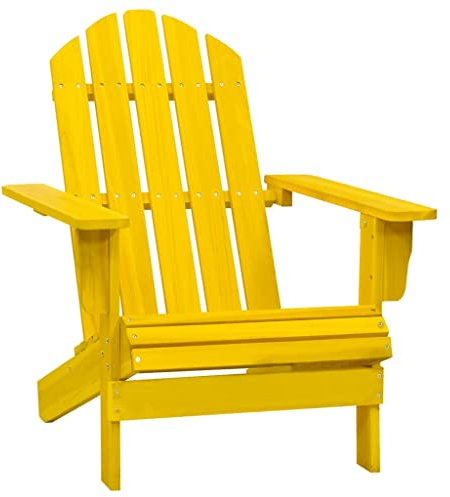 homiuse Adirondack-Gartenstuhl 69,5x86,5x89,5 cm Gelb Adirondack Chair GartenmöBel Adirondack Stuhl Loungesessel GartenstüHle Armlehnstuhl Gartenstuhl Schaukelstuhl Holz Massivholz Tanne