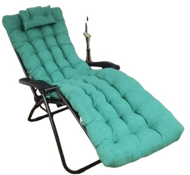 REINO MANSIDI Cojín Tumbona 180x55x6cm Reclinable con Almohada Reposacabeza, Colores Lisos. Colchoneta Tumbona Exterior con Relleno de Fibra Hueca. (Verde Claro)
