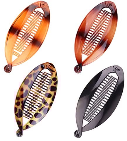 Pinces à Banane,4 Pièces Queue de Poisson Clip pour Femmes Classique Pinces à Cheveux Longs Banane Française Peigne à Cheveux Porte-Queue de Cheval Banane,pour le Sport la vie