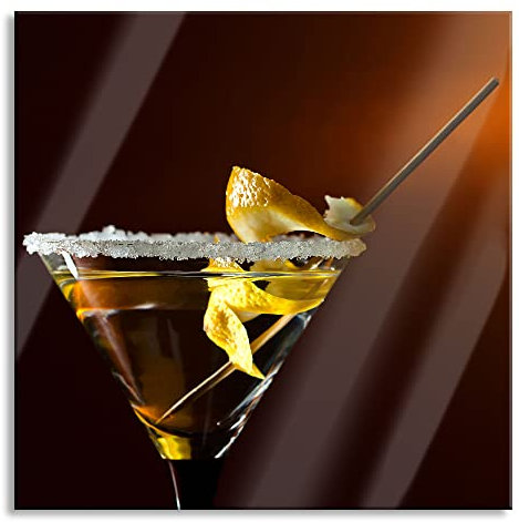 Pixxprint Glasbild, Wandbild auf Echtglas, Cocktail Zuckerrand, 40x40 cm, inkl. Aufhängung und Abstandshalter
