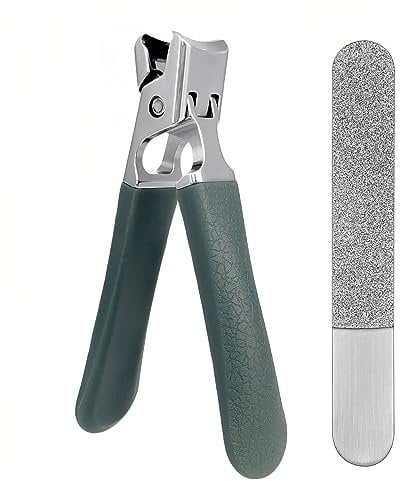 SG Nekoo Nail Clippers for Thick Nails Hard Fingernails and Toenails Cutter with File, Ultra Sharp Curved Splash Proof Trimmer for Adults Men Women Seniors (Mid-dark green)
