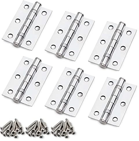 Bwintech 5 Pairs 75 x 50 x 2.0mm(3 inch) Polished Chrome Hinge for Fire Door, Steel Fire Rated Internal Door Hinges, Ball Bearing Hinge for Internal Use in Residential and Commercial Buildings