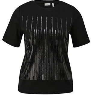 s.Oliver Damen 2144037 T-Shirt mit Pailletten, schwarz, 46