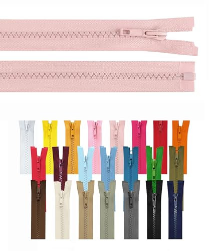 Reißverschluss teilbar Jackenreißverschluss Kunststoff Krampe Zähne grob 5mm Jacken Mantel Taschen Rose 75cm