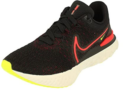 NIKE React Infinity Run Flyknit 3 Men's Running Trainers Sneakers Shoes DH5392 (Black/Siren RED-Team RED-Volt 007) UK7.5 (EU42)