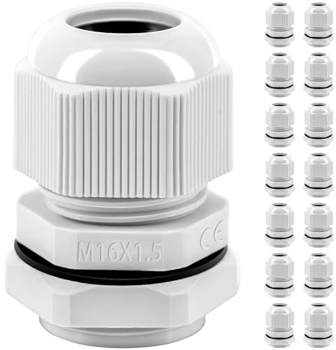 Gorffy - Set di 15 passacavo IP68, impermeabile M16, passacavi per esterni, scatola di derivazione, impermeabile in plastica nylon