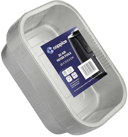 Coppice Bandejas de Aluminio Rectangulares para Freidora de Aire Horno BBQ Asar Congelador Microondas 20x13x6 cm 20 unidades