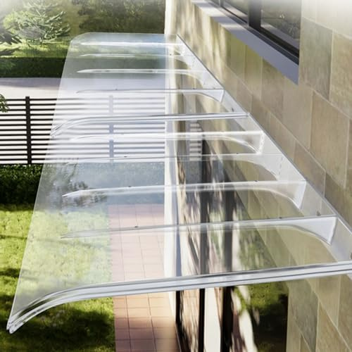Vordach für Haustür,Pultvordach Haustürvordach,Überdachung Haustür Balkon Tür,Moderne Fenstermarkise aus 2.5 Mm Transparent Polycarbonat,Regenschutz,Schnee,Windschutz,Außenmarkise für Fenster Veranda