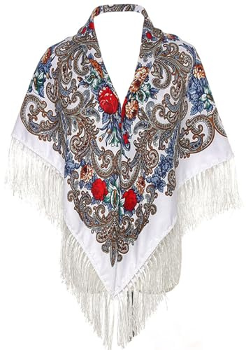 LOVNBHELP Russischer Stil, traditioneller Damenschal, Wickeltuch, Quaste, Schal, Fransen, Halstuch, Kopftuch