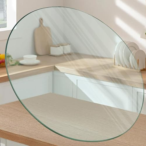 Plateau de table rond en verre for patio, verre trempé 38-80-90 cm, plaque de verre circulaire ronde de qualité supérieure à biseau rond de 36 po, plaque de verre circulaire ronde de qualité supérieur