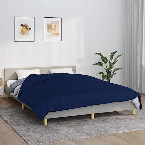 Brokky Gewichtsdecke Weighted Blanket Schwere Decke Zum Schlafen Schwere Decke Blau 200x200 cm 9 kg Stoff