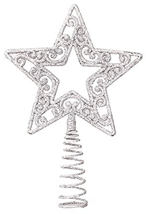 Weihnachtsbaum Spitze Stern Schneeflocke Glitzernd Weihnachtsdeko Metall Weihnachten Baumspitze Weihnachtsstern Tannenbaum Spitze Stern Baumschmuck Weihnachtsbaumspitze Christmas Tree Topper (C)