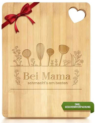 Geschenke für Mama, Bambus Schneidebrett Mama Geschenk zum Weihnachten Geburtstag Muttertag, Weihnachtsgeschenke Küchengeschenke für Mütter von Tochter Sohn, Schneidebrett Holz, Küchenbrett, Brotbrett