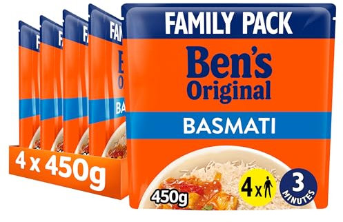 Bens Original Family Pack Basmati ready in 3 minutes Microwave Rice serves 4 multipack 4x 450g