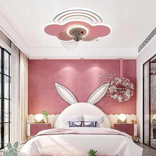Colorful Rainbow Remote Control Ceiling Fan with Dimmable Lights Quiet Operation 6 Speed Reversible Fan Perfect for Children's Bedroom