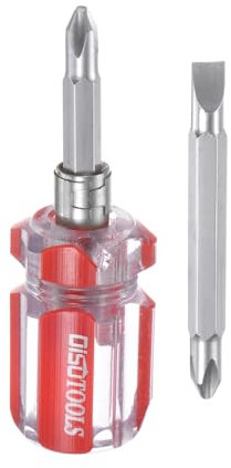 sourcing map 2 in 1 Short Screwdrivers PH2 Phillips SL6 Flat Head Stubby Magnetic CR-V Screwdrivers Pocket Tip Slotted Mini Phillips Screwdriver for DIY Repairing