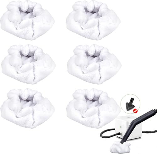 Sgizoku Small Microfiber Bonnet Steam Mop Pads Compatible with Dupray Steam Cleaners etc for The Triangular Brush Tool - Reusable Washable Steam Cloth Accessories - 6 Pack