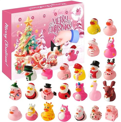 Weihnachtskalender Kleine Enten, Miniatur-Countdown-Kalender Weihnachten 2024 - Entenschmuck für Zuhause