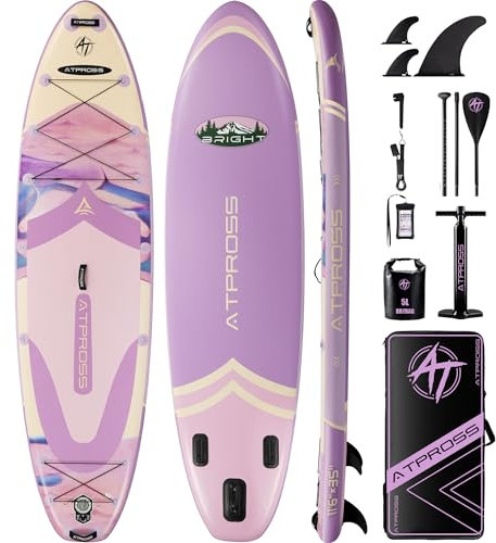 11,6' x 35 Einfaltbares Stand-Up-Paddleboard (SUP) für Erwachsene 450 lbs Tragfähigkeit, rutschfeste Plattform, Premium-Accessoires & Rucksack – Yoga, Angel, Surfen Purple