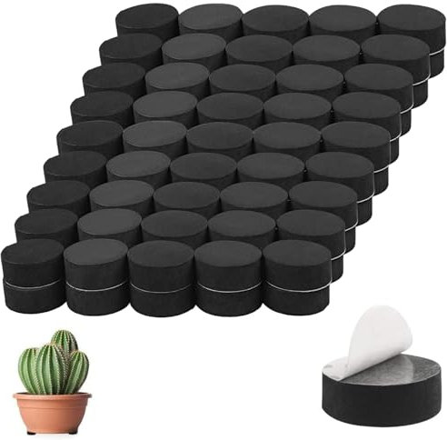 EXQUIMA 50 PCS Plant Pot Feet, Invisible Pads Round Black Flower Pot Feet Risers with Strong Self Adhesive Pads For Indoor and Outdoor Plant Pots, Furniture Feet to Prevent Scratches on The Floor