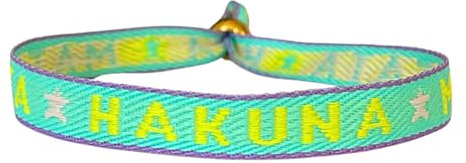 happymaker - Hakuna Matata Armband, Armband Damen Boho, Stoffarmband mit Statement - Hakuna Matata - im Surfer Style Damen, wasserfest und handmade, größenverstellbar, Hippie Style