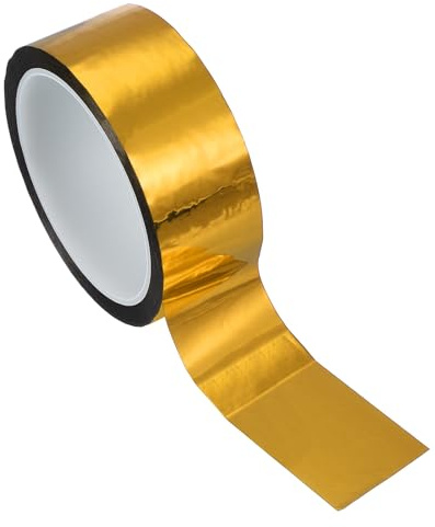 PATIKIL Nastro In Poliestere Metallizzato 40mm x 50 Metri, Nastro Adesivo Metallico Oro Lucido Specchiato Per Dettagli Pareti Accentate Grafica nautico Rivestimenti Pareti