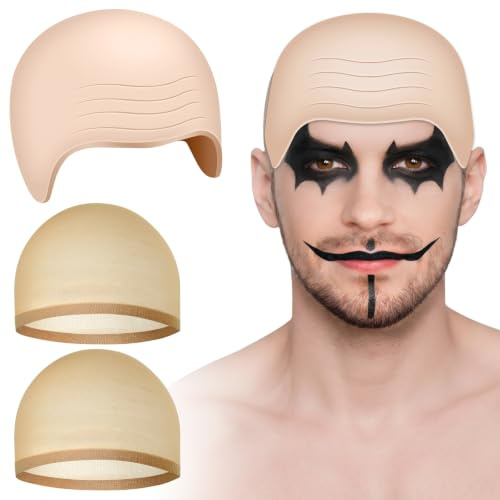 PLULON Halloween Glatze Kappe Perücke Kappe für Männer Frauen für Cosplay Kostüm Zubehör Thema Party Maskerade Bühne Spielen