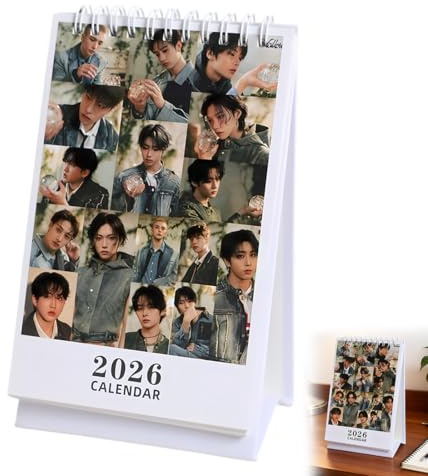 SUJEBKC Tischkalender 2026 Für Schreibtischdekoration K-Pop Skz Foto Hollow Unterstützungskalender Für Fans(Sk2)
