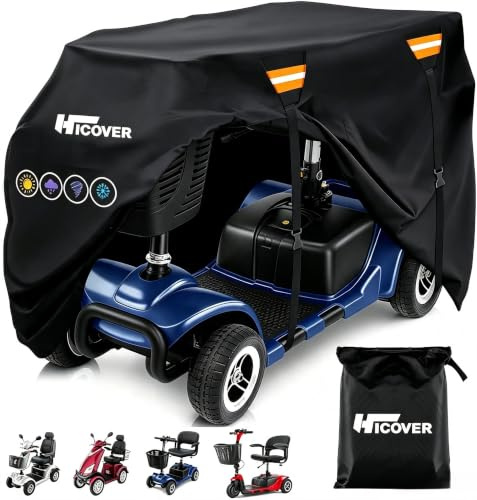600D Elektromobil Abdeckhaube Wasserdicht & UV-beständig 124x58x99cm | mit Wasserdichten Streifen, Luftentlüftung，reflektierenden Streifen, Upgrade Windschutz Dreieck