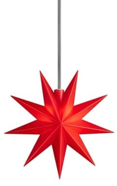 ZICOM LED Weihnachtsstern Fensterstern 9-Zacken wetterfest, rot Ø 11,5cm,Timer 6h, mit Batteriefach für 3xAA, 4,5V, Innen und Außen für Weihnachten, Hochzeiten, Party, Dekoration, Geschenkidee