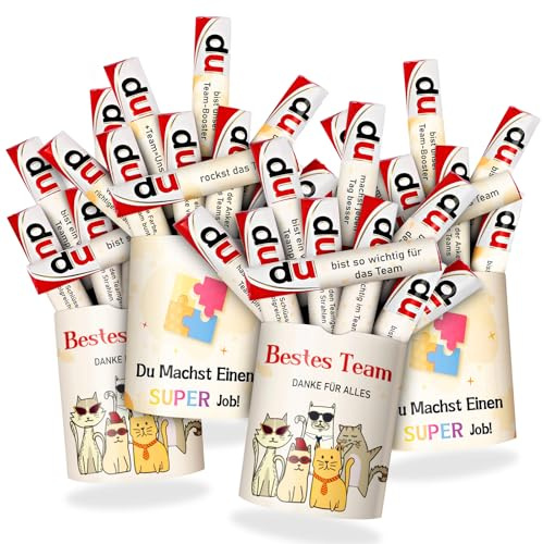 YSUVIN 52pcs Team-Aufkleber-Set mit Slogans, geeignet für Duplo-Schokoladenriegel-Verpackungen, passt auf 4 Dosen, ideal als Geschenk für Kollegen, kollegin, Teams und Partner (ohne Riegel)