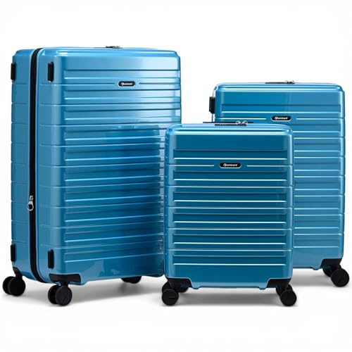 Eminent Voyager Kofferset 3-Teilig, Erweiterbar, Hartschalenkoffer, 4 Rollen, Leicht, TSA Schloss, Handgepäck Mittel Groß, Trolley Reisekoffer Rollkoffer Urlaub Türkis