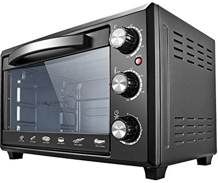 Small oven, 28L Minutes Timer 3 Heating Methods Household Multi-function 360 ; Rotating Fork Electric Oven Tempered Glass Door
