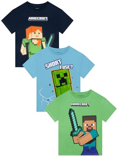 Minecraft Tshirt, T Shirt Jungen Im 3er-Pack, T-Shirts Für Jungen Für Kinder